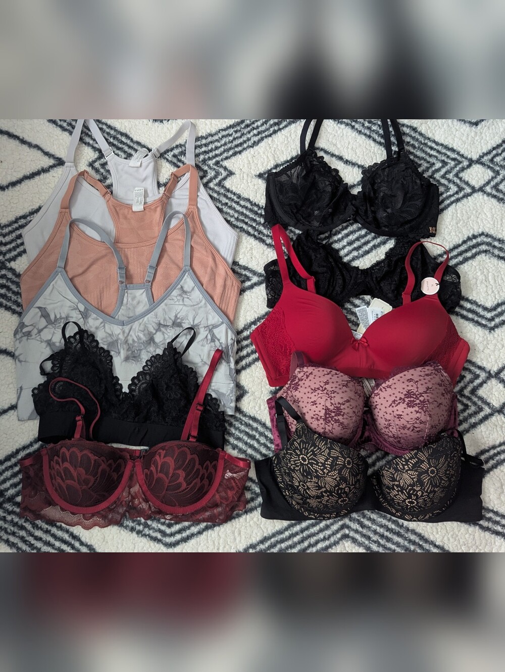 HUGE! Bra Lot Bralettes Sports Unlined Racer back Sexy Padded Set Of 10